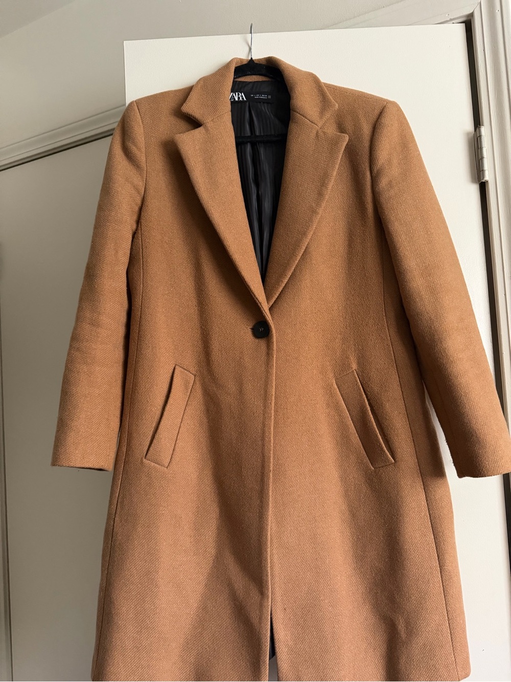 Zara Camel Single-Button Tailored Trench Coat